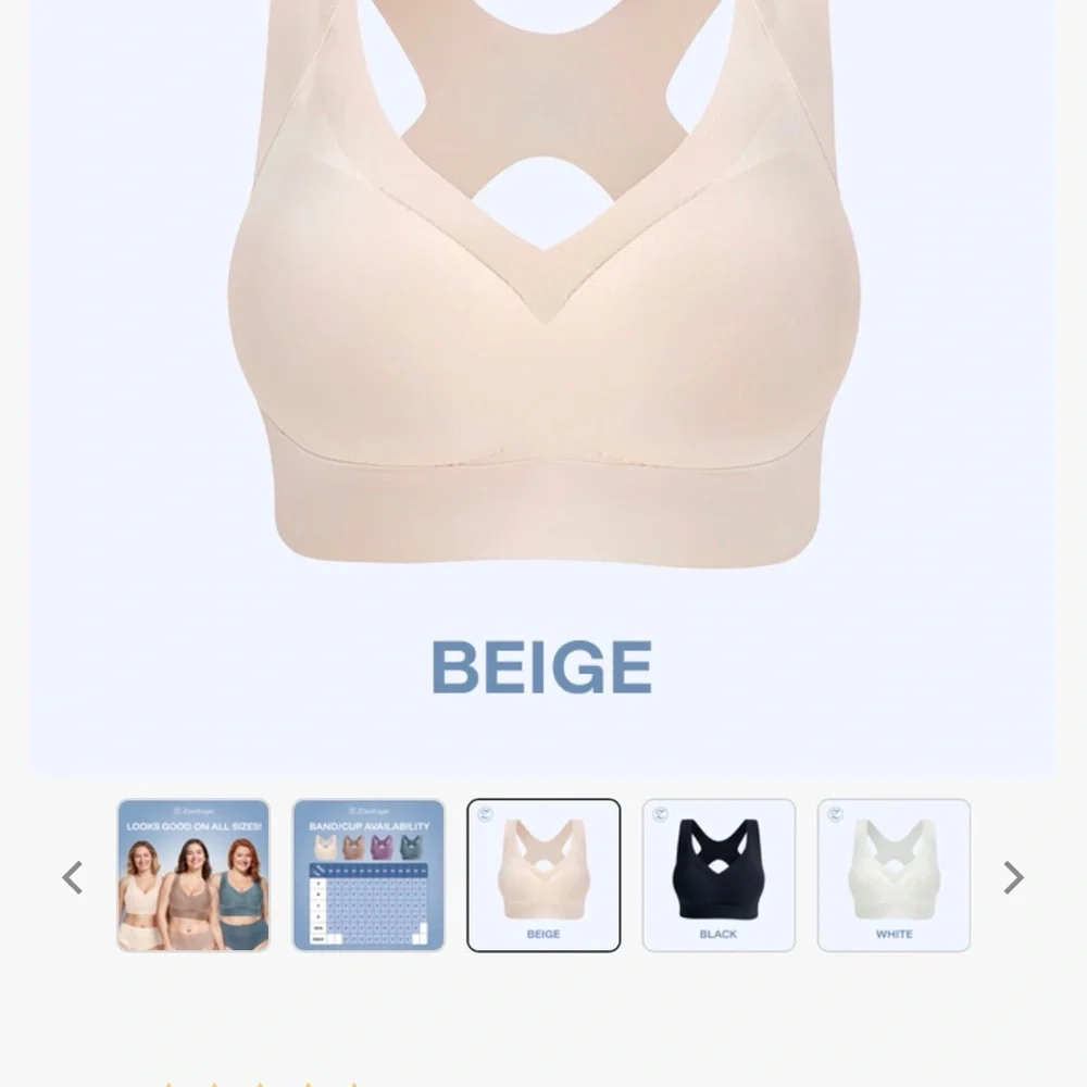 Women's Soft Comfort Bra - Cream, Brown, Blue - Picture 4 of 4